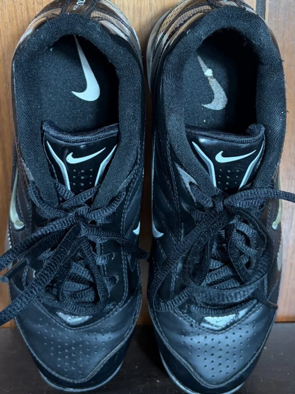 Nike Expand Tech Athletic Cleats Black Silver w/ Bright Green Swoosh Sz 5Y